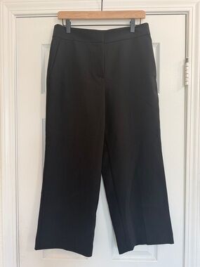 Women's Black Wide-Leg Dress Pants Crop